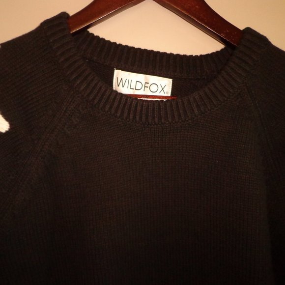 NWT Wildfox | Jet Black & White Jumbo Stars Sommers Crewneck Sweater - Picture 3 of 13